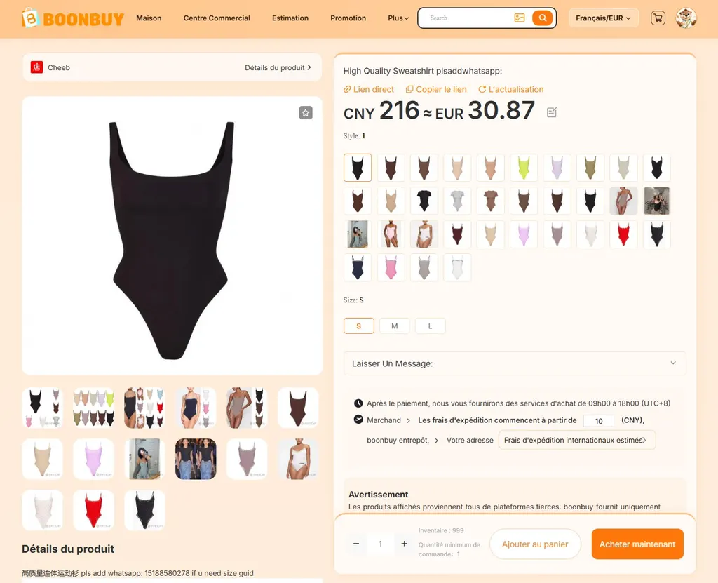 Choisissez votre produit, taille et modèle