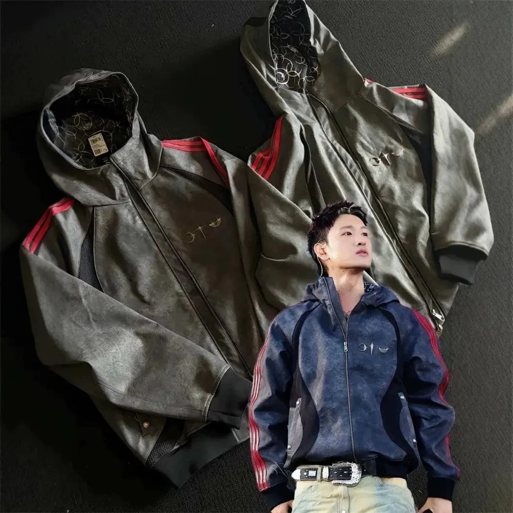 Veste zippée capuche en PU