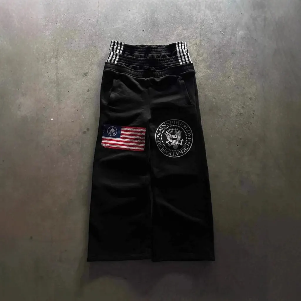Pantalon large double taille