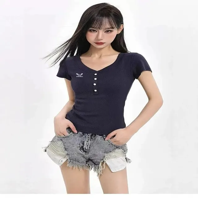 T-shirt côtelé à boutons