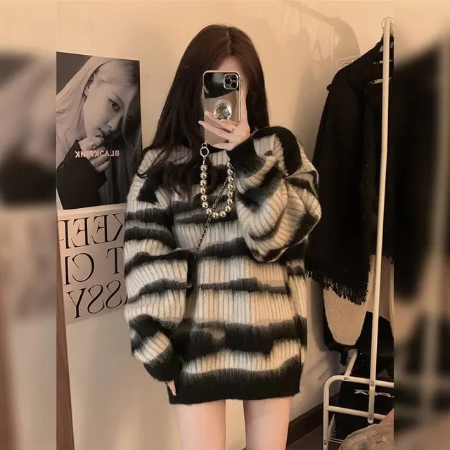 Pull rayé en mohair