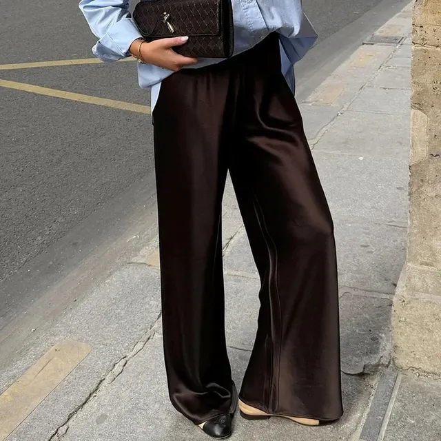 Pantalon large en satin