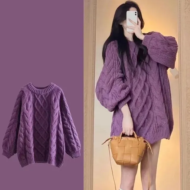 Pull oversize en maille torsadée