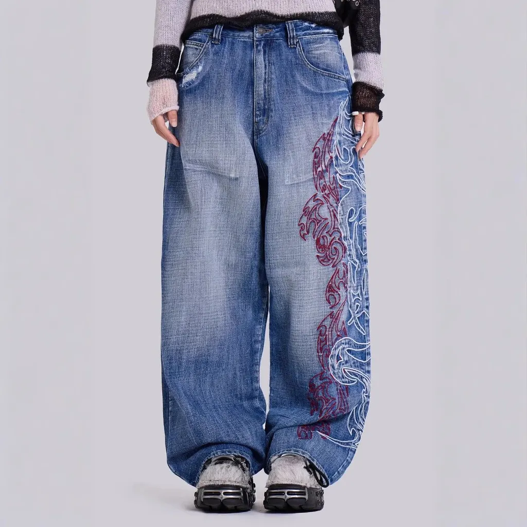 Jean baggy brodé Y2K