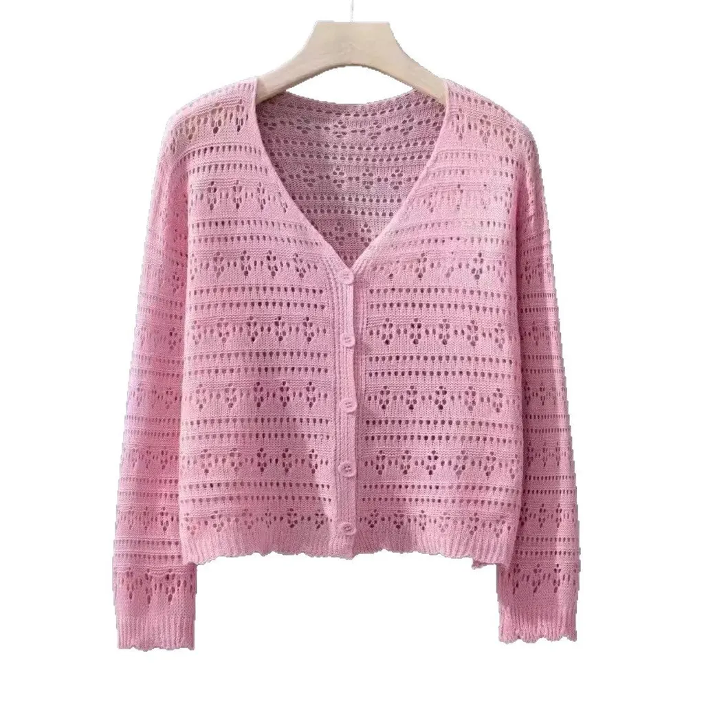Cardigan court en crochet ajouré
