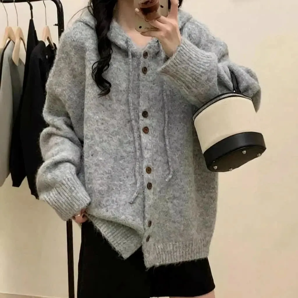 Cardigan à capuche en maille