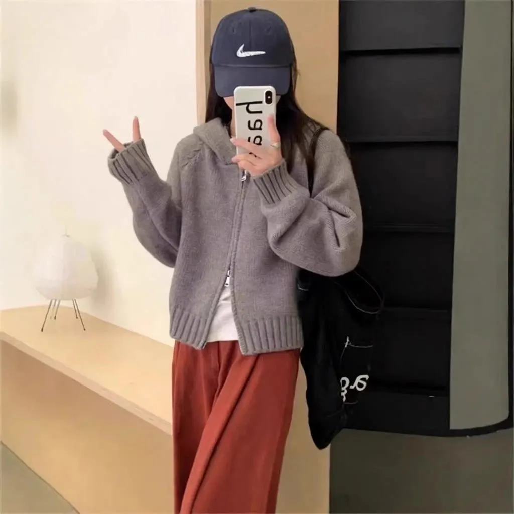 Cardigan zippé à capuche