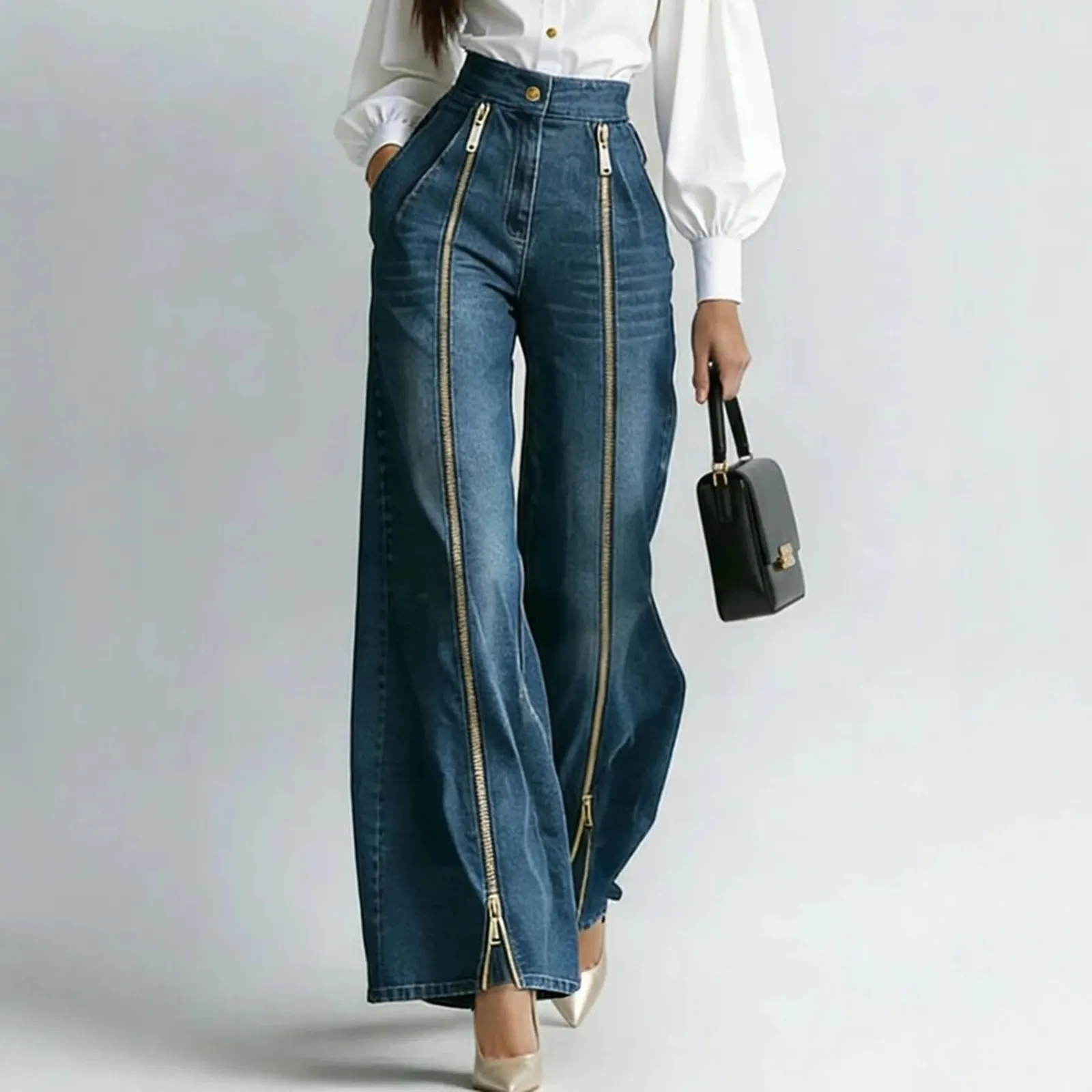 Jean large double zip