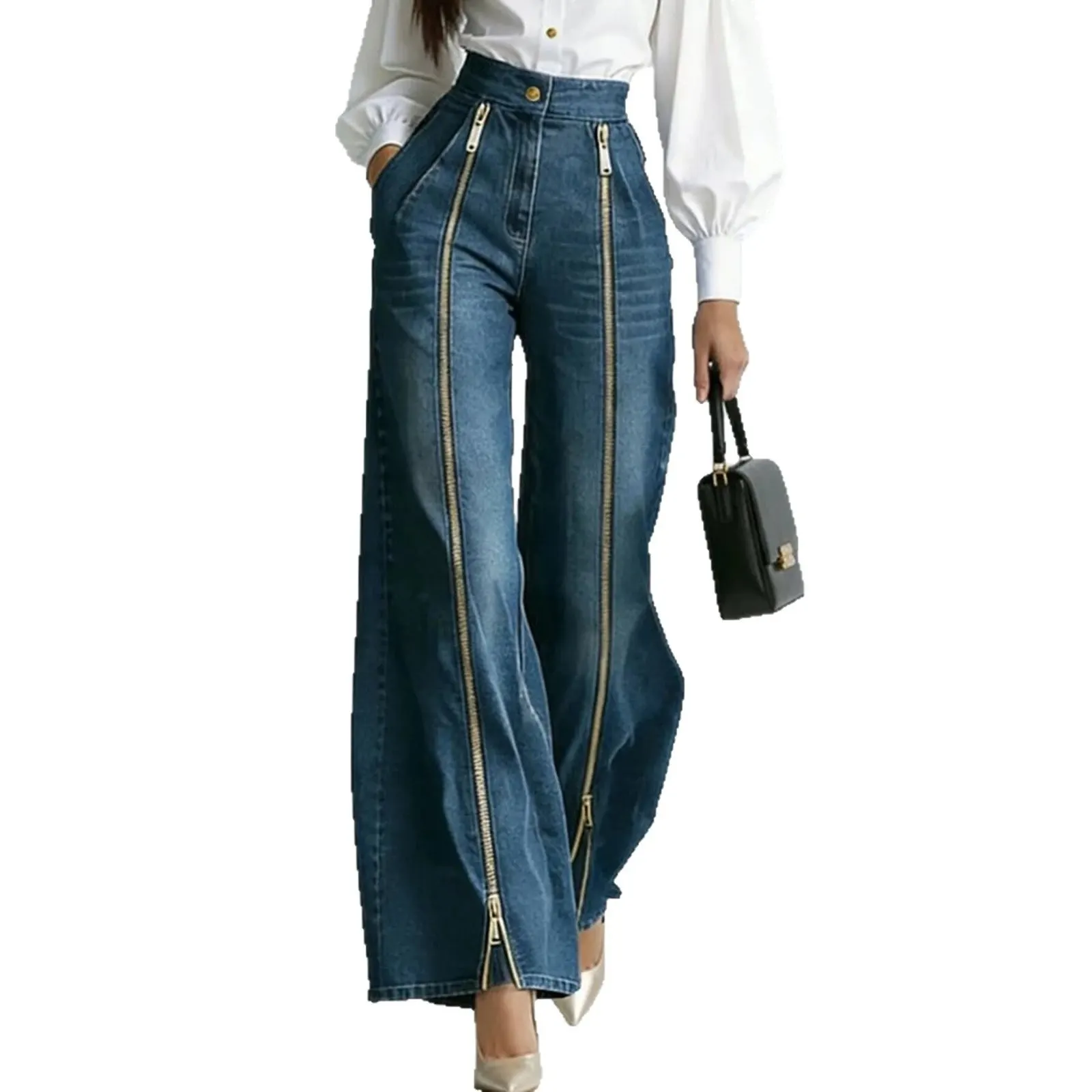 Jean large double zip