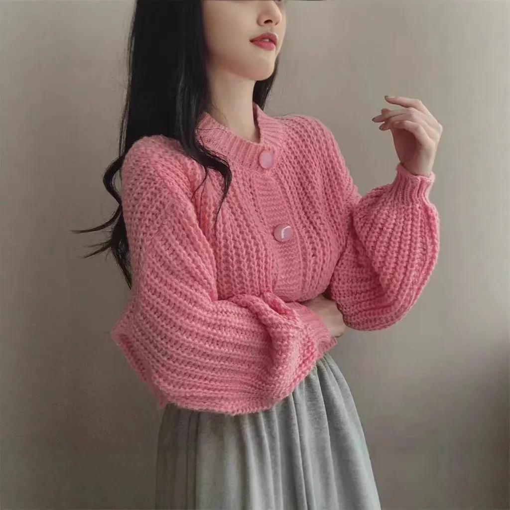 Cardigan court en grosse maille