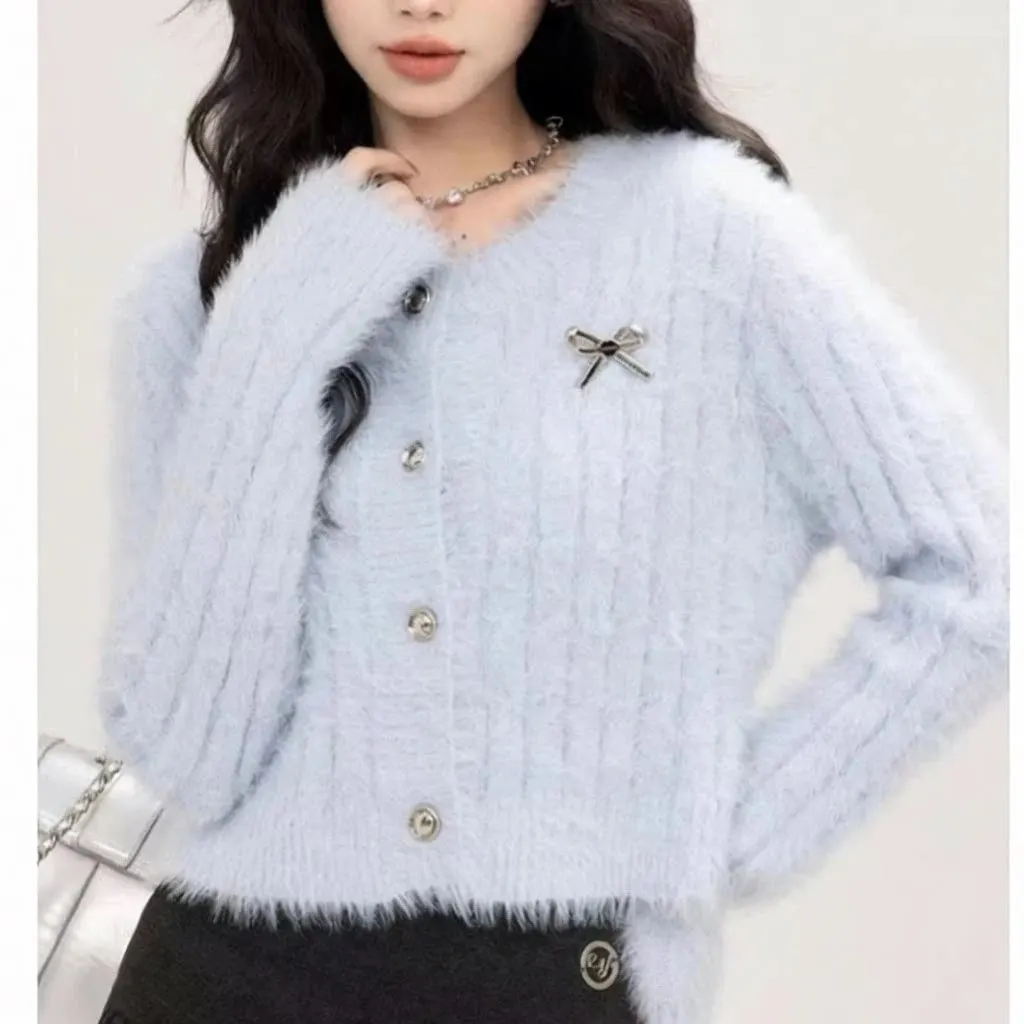 Cardigan imitation vison