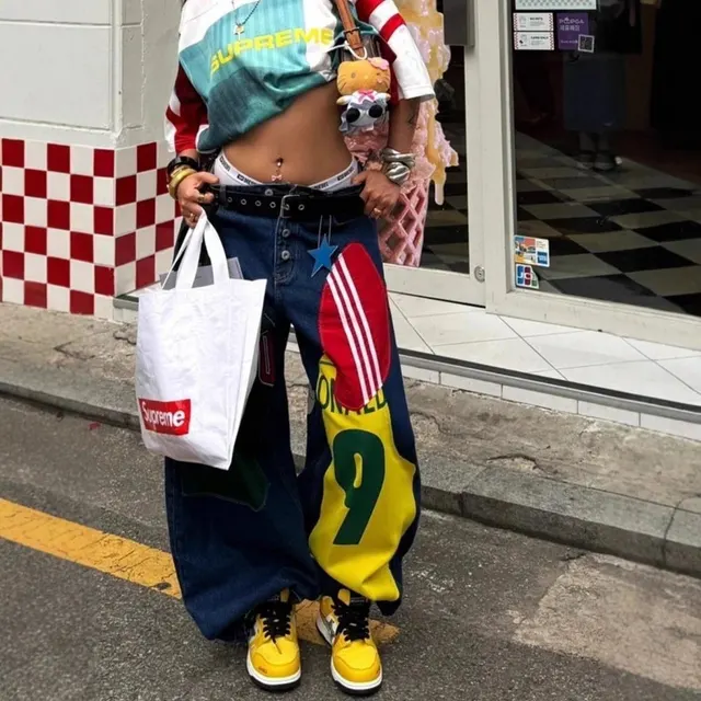 Jean baggy patchwork maillots