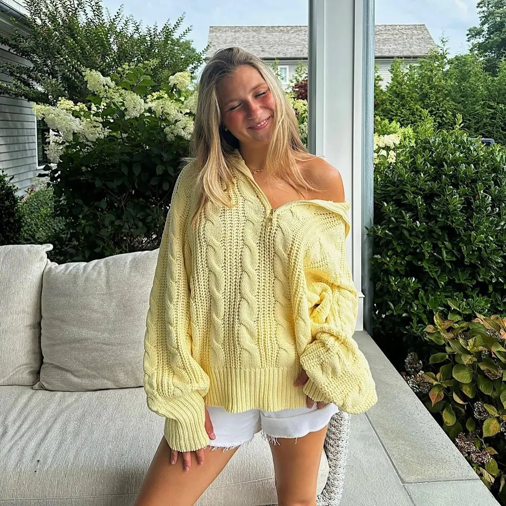 Pull demi-zip en maille torsadée