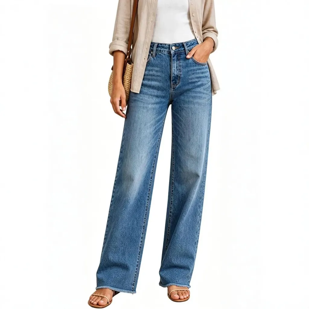 Jean droit taille haute