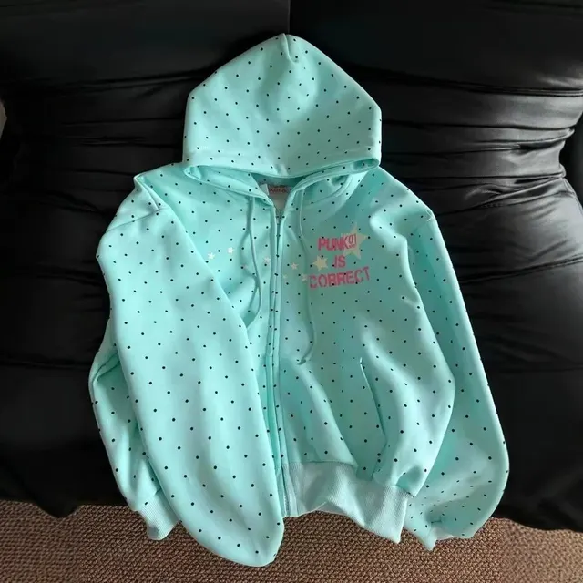 Hoodie zippé à pois
