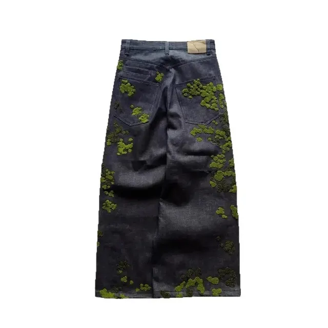Jean baggy brodé floral