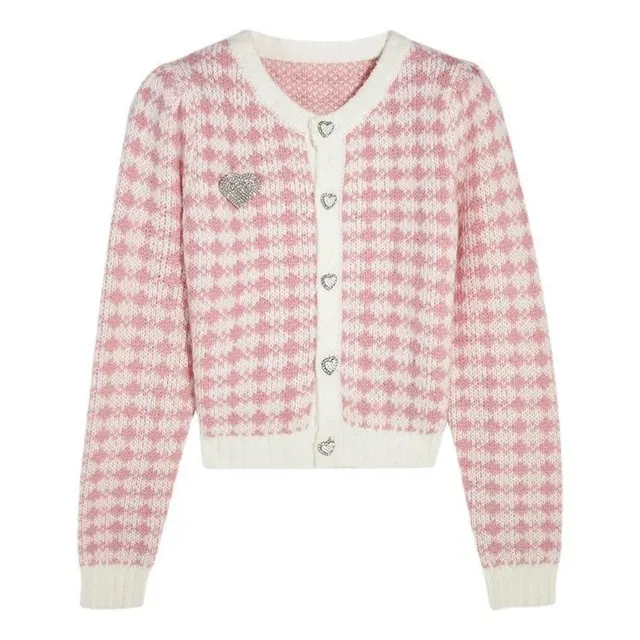 Cardigan court pied-de-poule