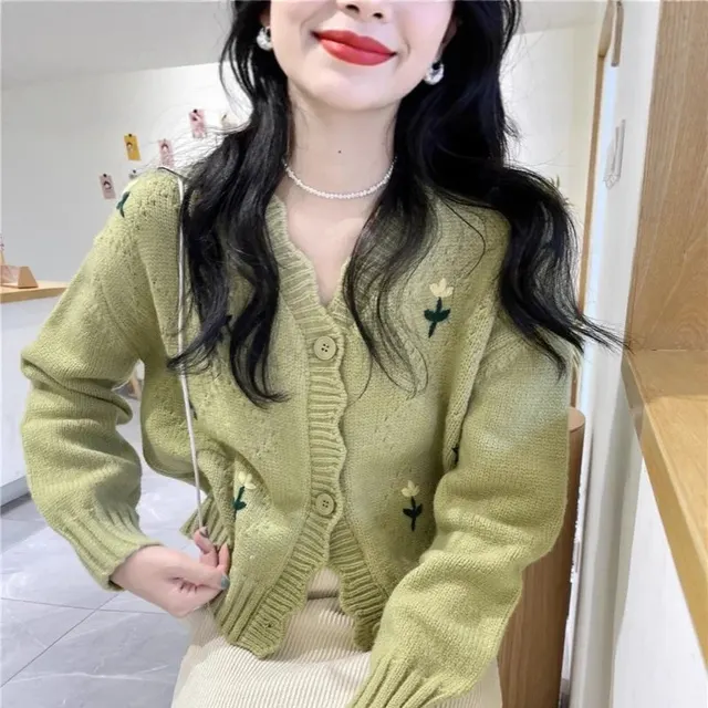 Cardigan brodé fleurs