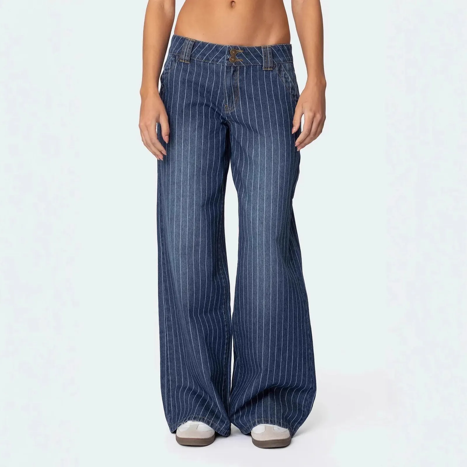 Jean large rayé