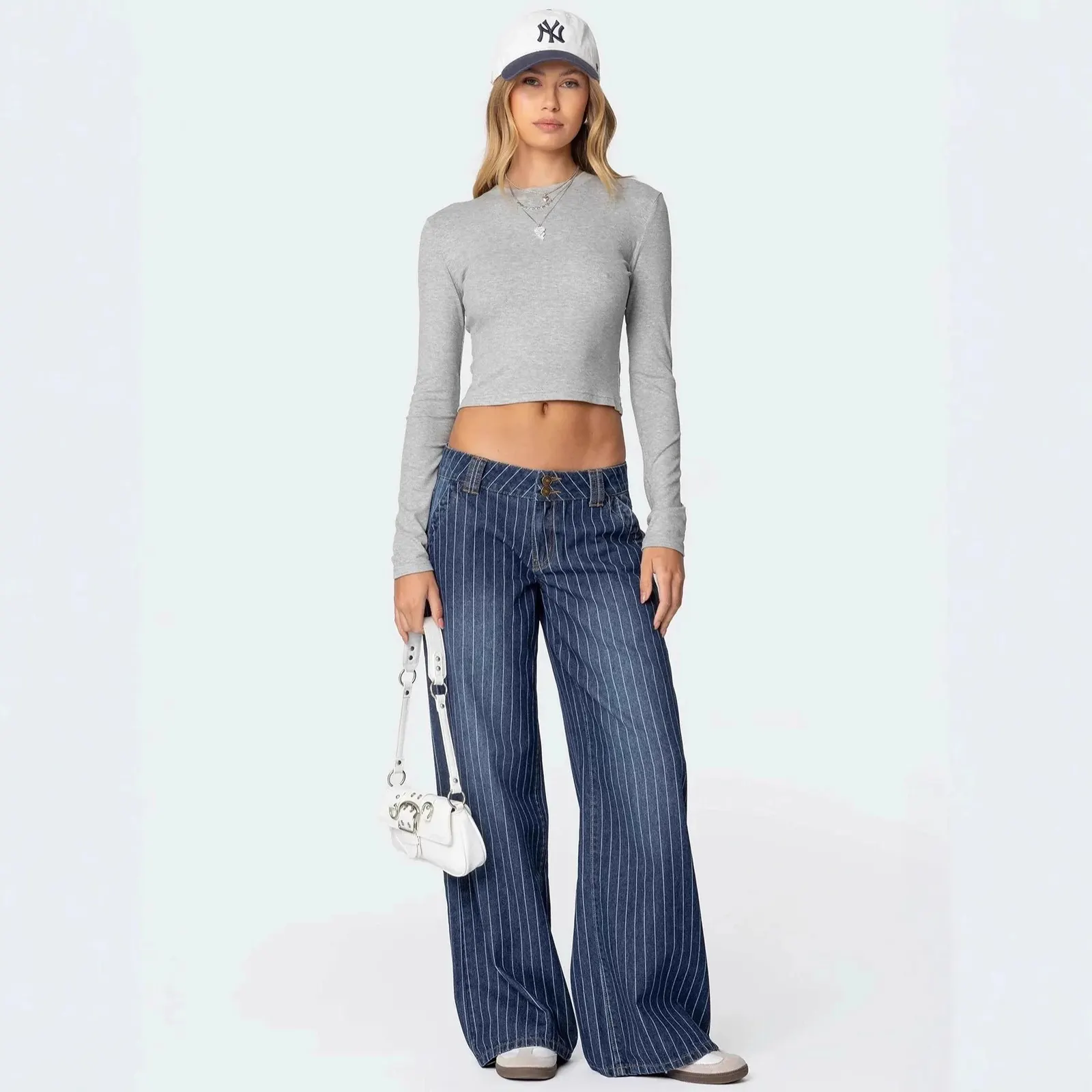 Jean large rayé