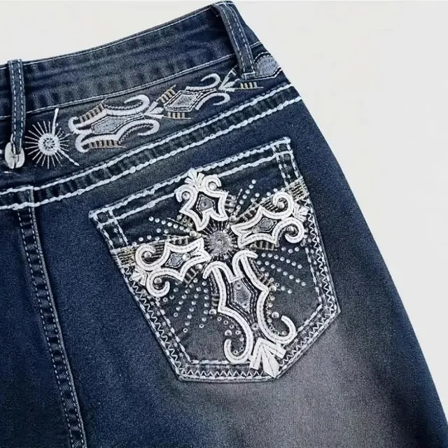 Jean flare brodé croix