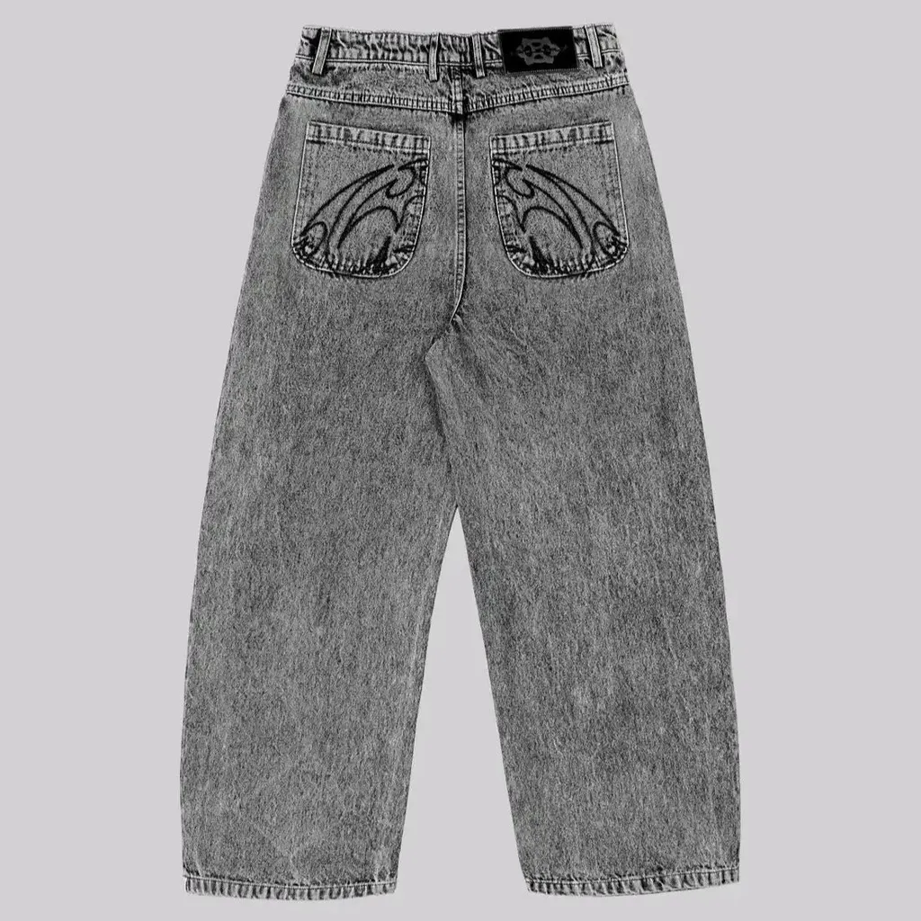 Jean baggy brodé tribal