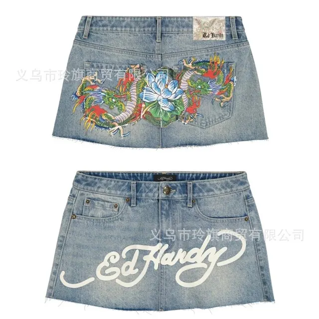 Mini-jupe en denim Ed Hardy