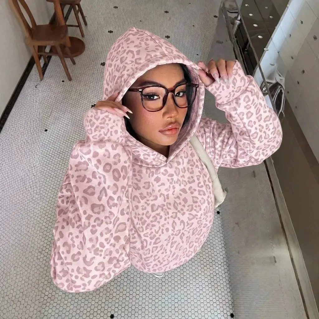 Sweat à capuche léopard