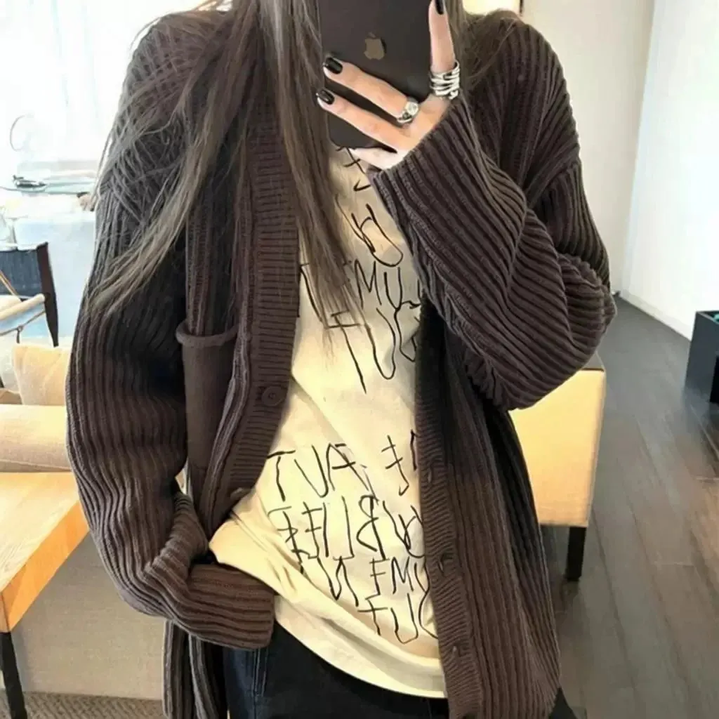 Cardigan oversize en maille côtelée