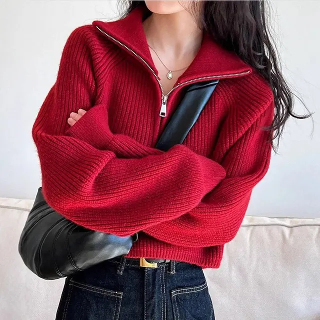 Pull court col zippé