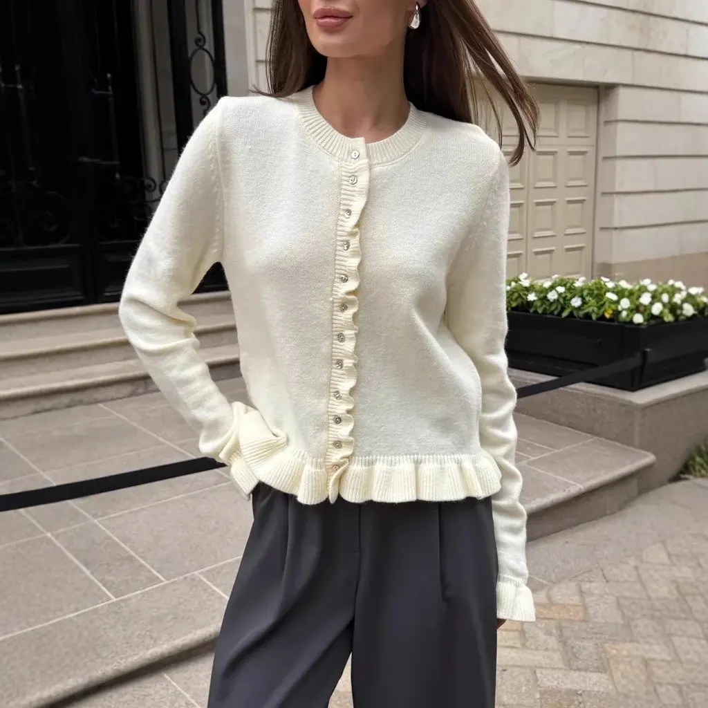 Cardigan maille à volants