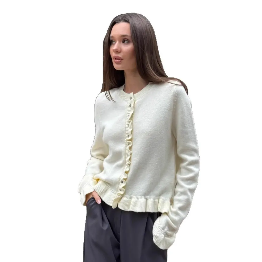 Cardigan maille à volants