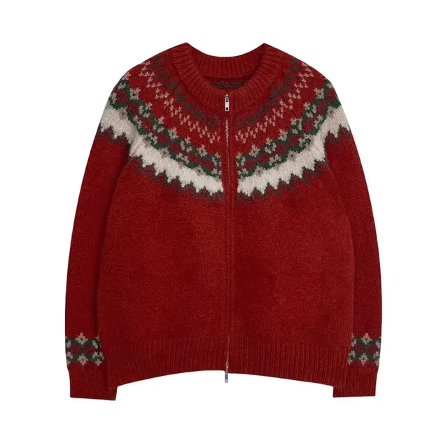 Cardigan zippé jacquard Fair Isle