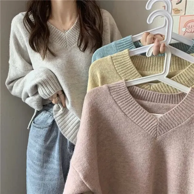 Pull col V en maille