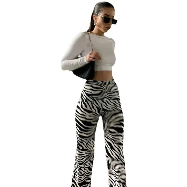 Pantalon évasé imprimé zèbre