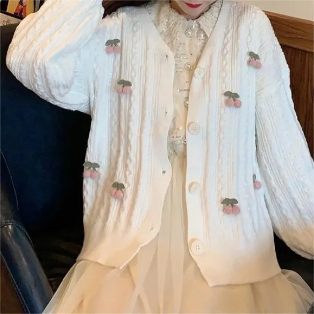 Cardigan tricot à cerises