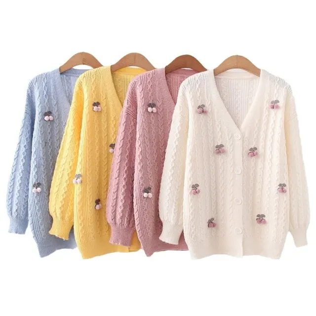 Cardigan tricot à cerises