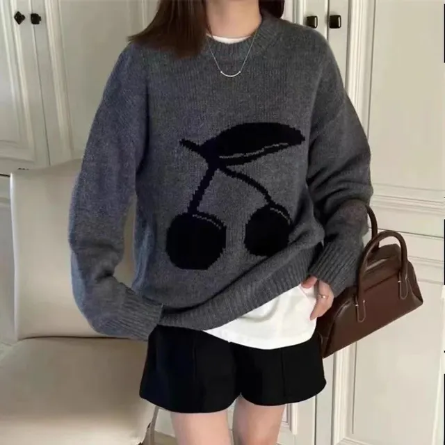 Pull jacquard cerise