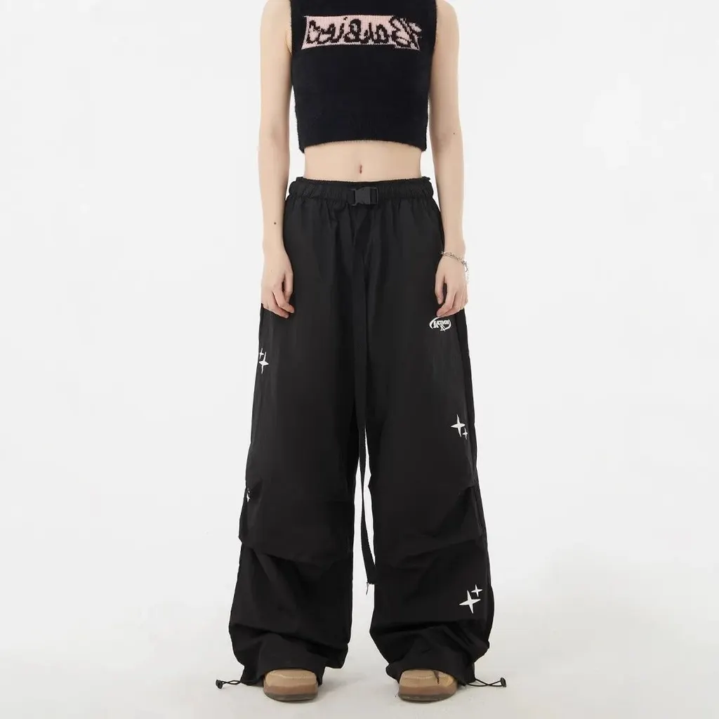 Pantalon parachute taille haute