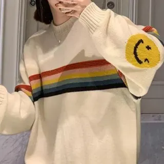 Pull rayé smiley