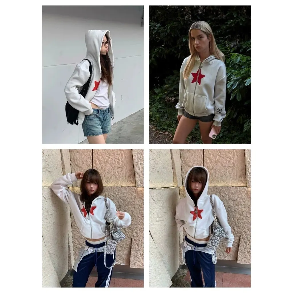 Hoodie zippé imprimé étoile