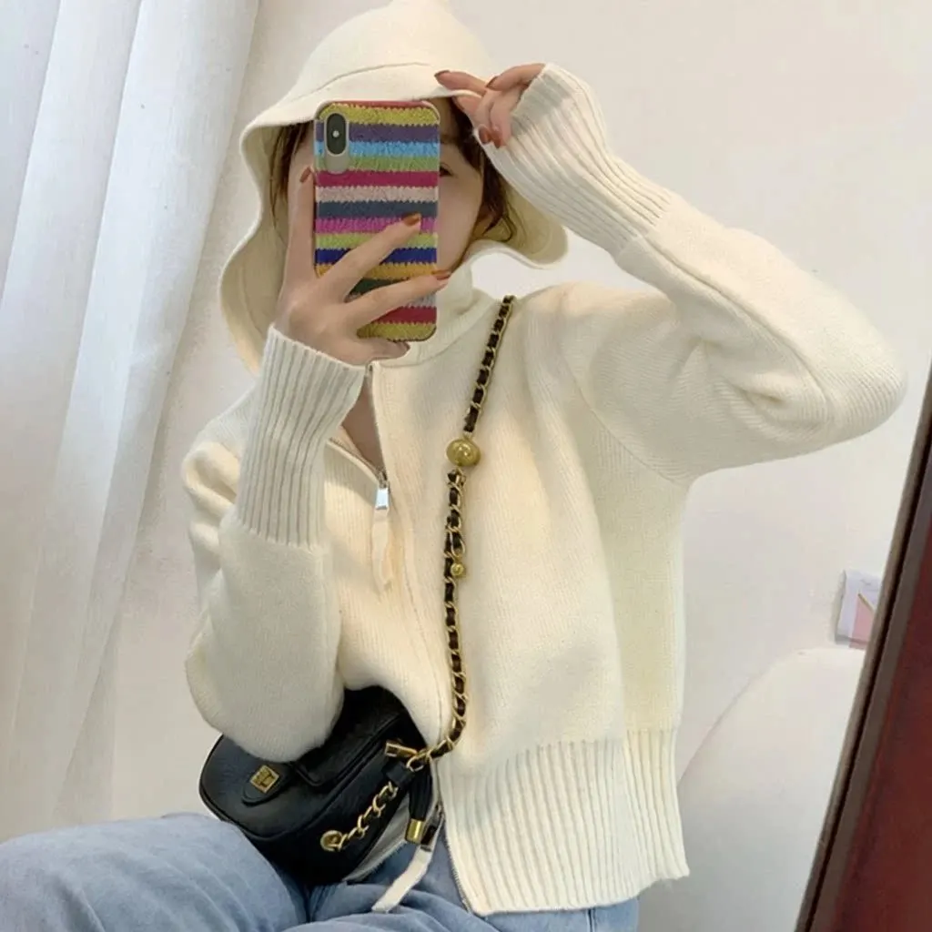 Cardigan zippé à capuche