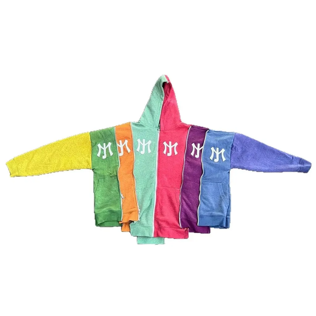 Hoodie zippé patchwork multicolore