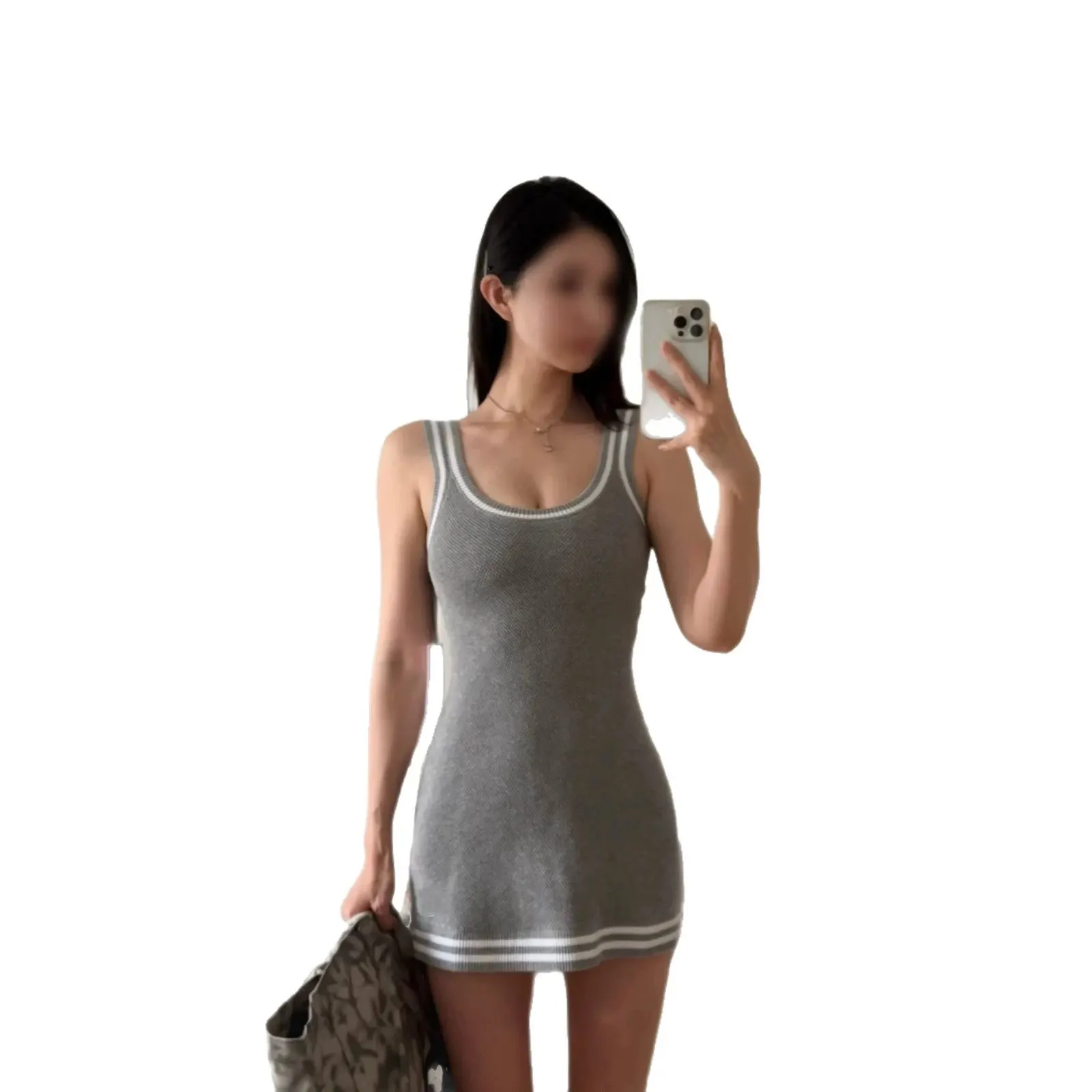 Robe en maille rayée