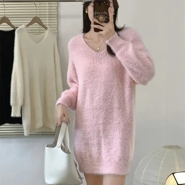 Robe pull en vison synthétique