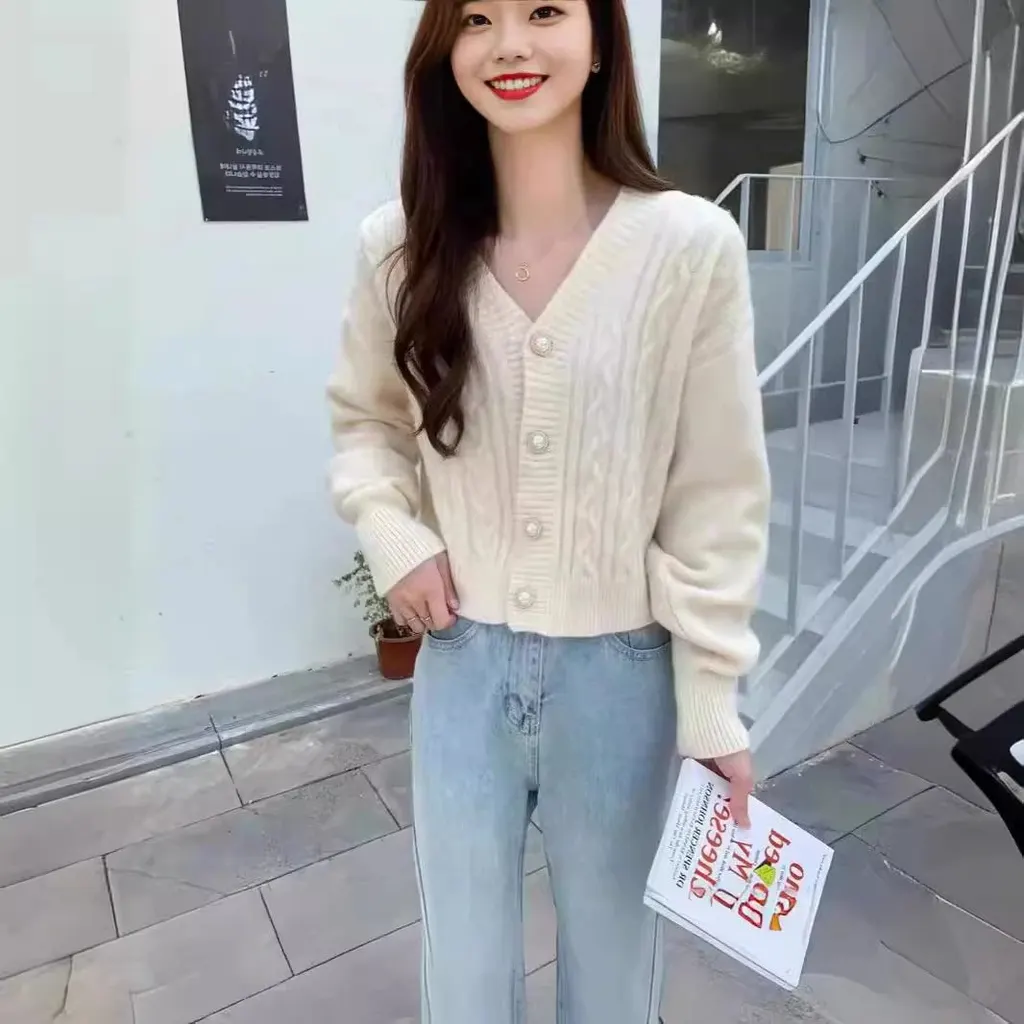 Cardigan en maille torsadée