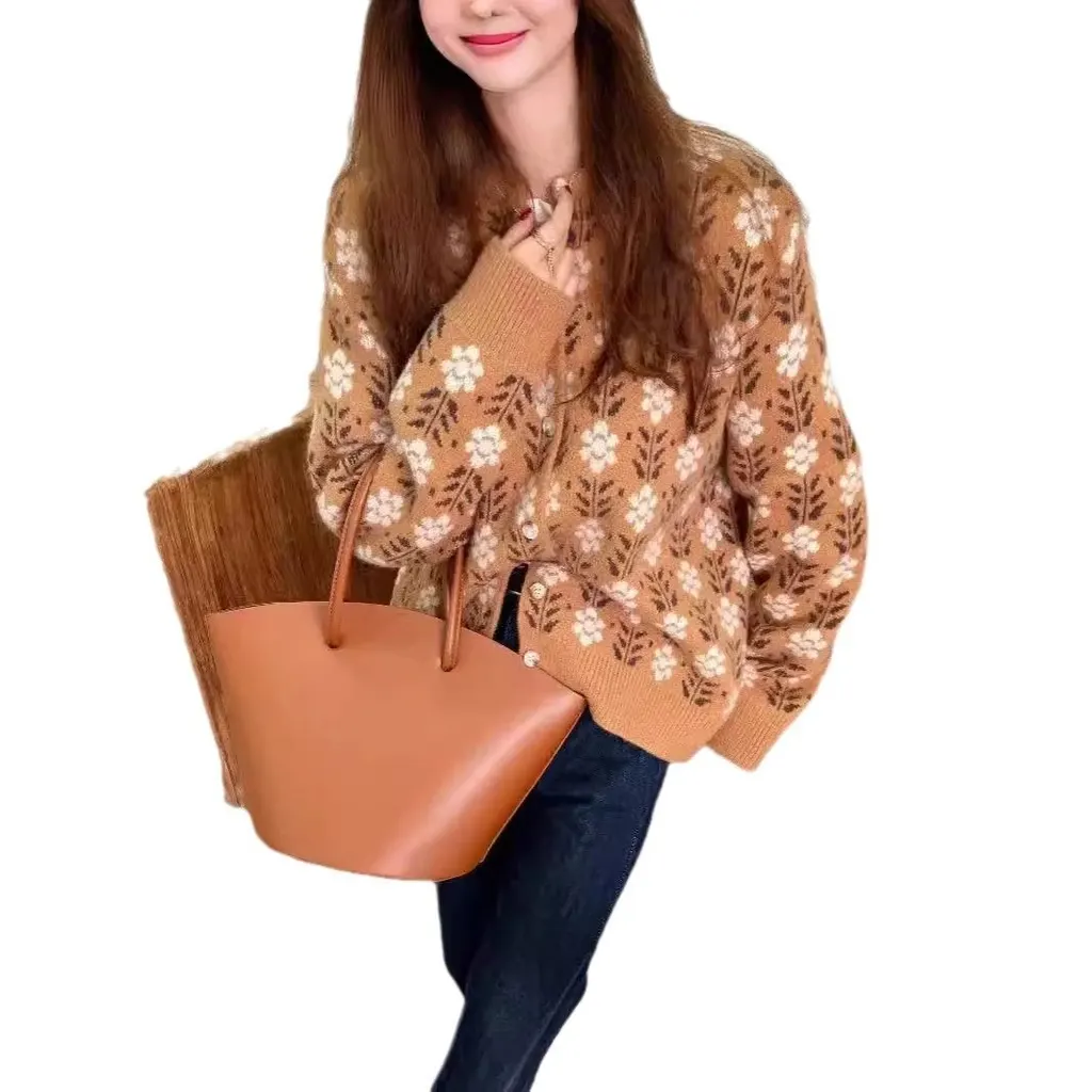 Cardigan jacquard fleuri