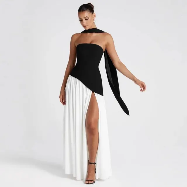 Robe bustier longue fendue