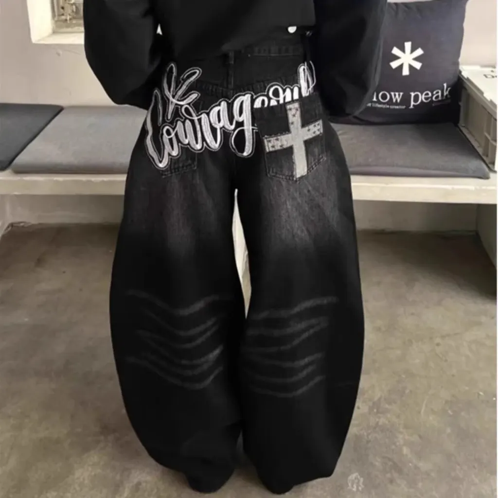 Jean baggy imprimé gothique