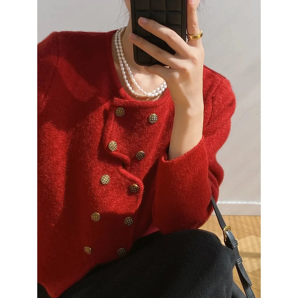 Cardigan court boutons dorés